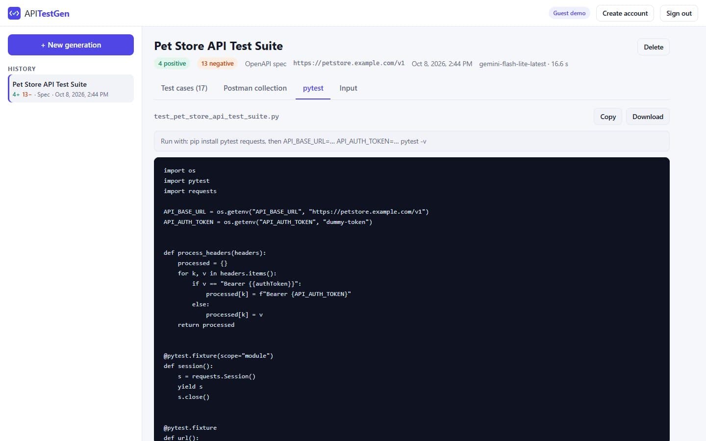 Generated pytest module using requests with a shared session fixture